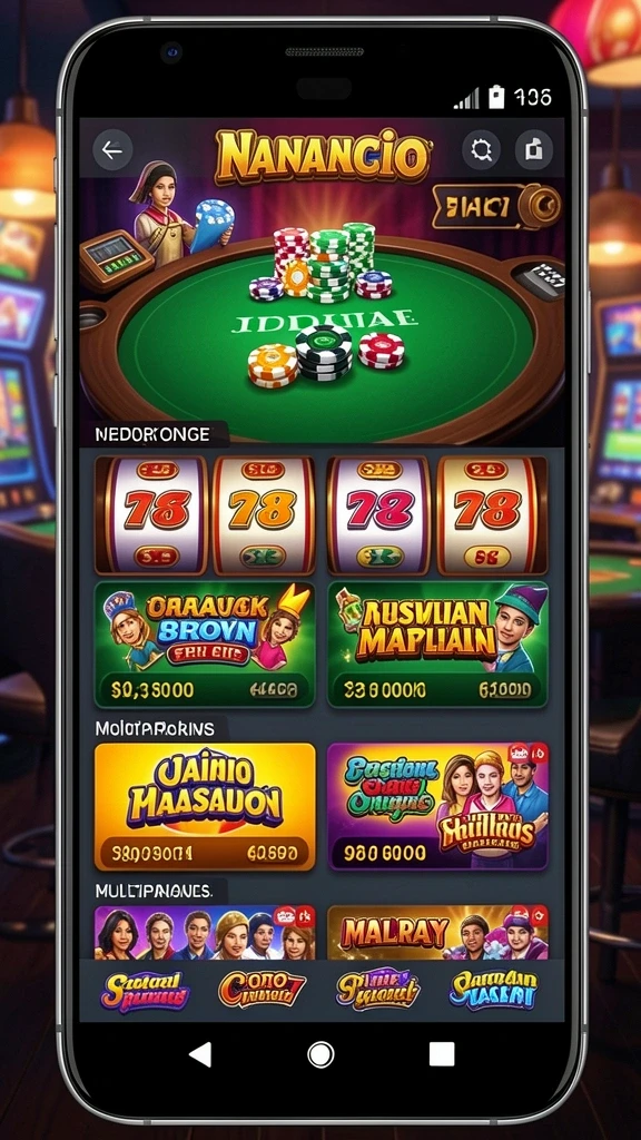 Screenshot menunjukkan berbagai pilihan permainan slot yang tersedia.