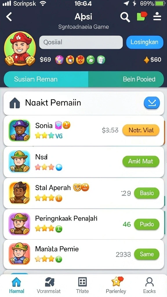 Berbagai pilihan permainan seru tersedia.